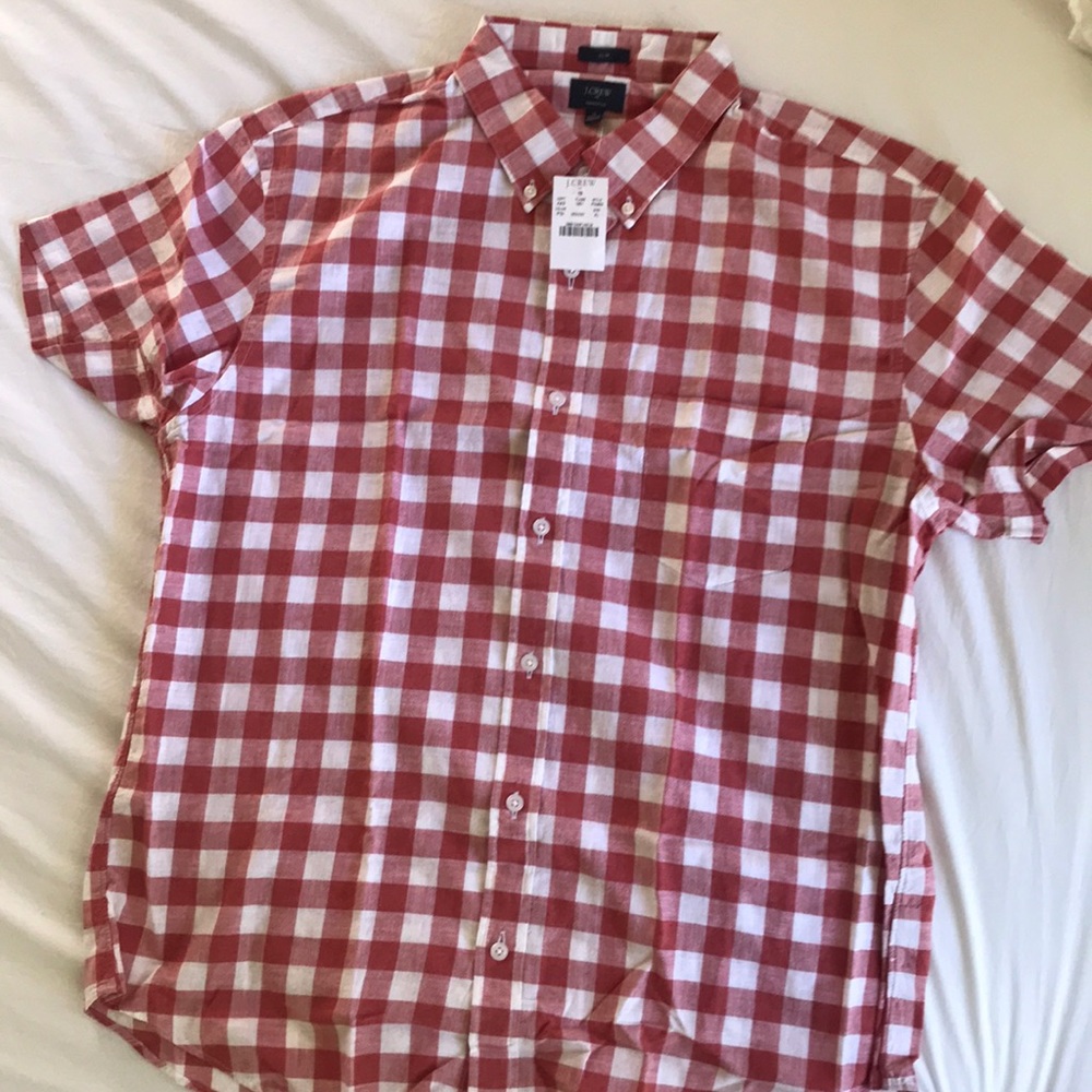 JCrew short sleeve gingham button down sz XL